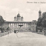 Warszawa, Główna Aleja w Saskim Ogrodzie czarno-biała